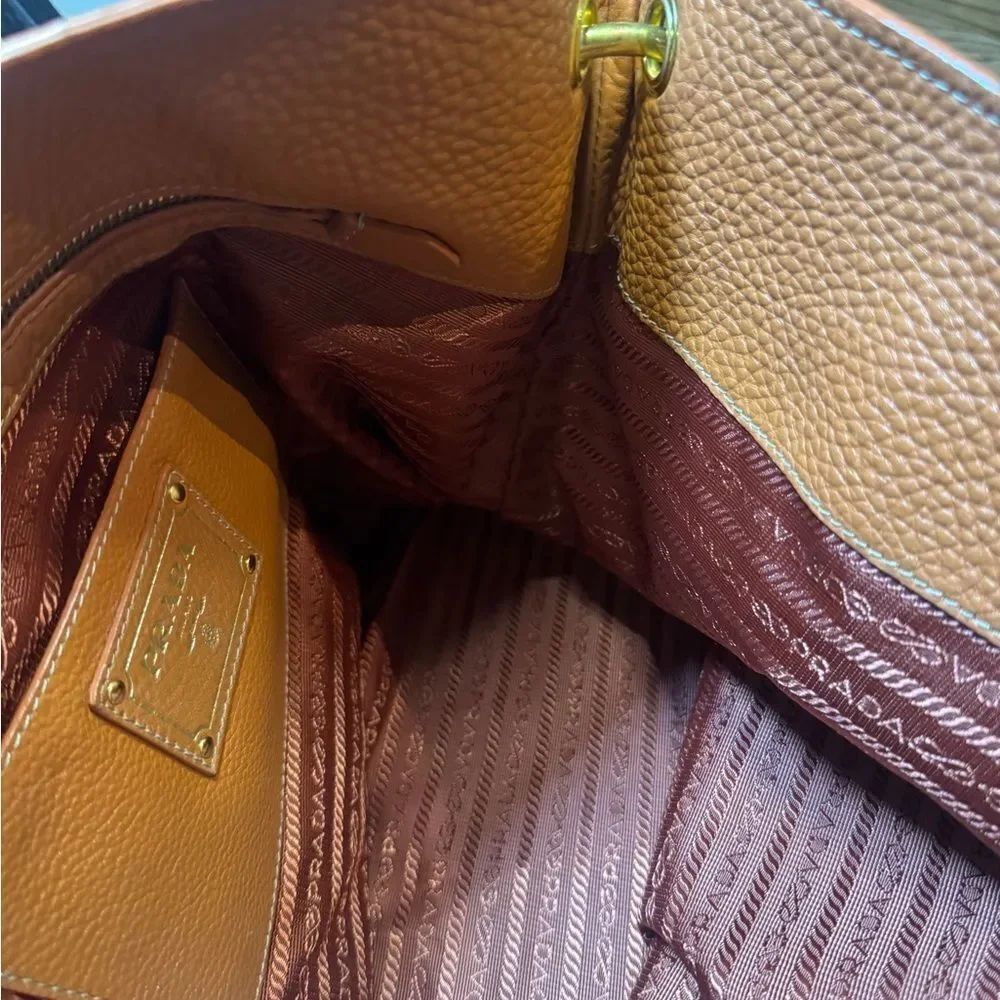 PRADA Tan Brown Vitello Daino Leather Hobo Bag - Picture 14 of 14